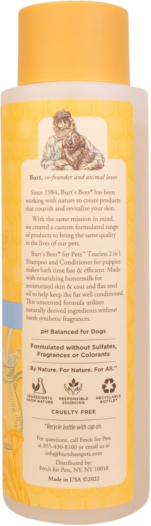 Puppies Natural Tearless 2 in 1 Shampoo and Conditioner | Made with Buttermilk and Linseed Oil | Best Tearless Puppy Shampoo for Gentle Skin and Coat | Made in USA, 16 Oz