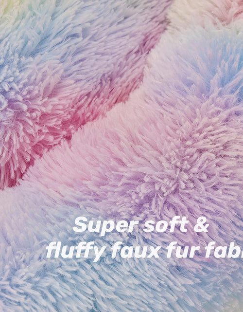 Load image into Gallery viewer, anti Anxiety round Fluffy Plush Faux Fur Warm Washable Dog Bed &amp; Cat Bed, Original Bed for Small Medium Large Pets,Used to Relieve Joints and Improve Sleep（20"/24"/27''） (20", Rainbow)
