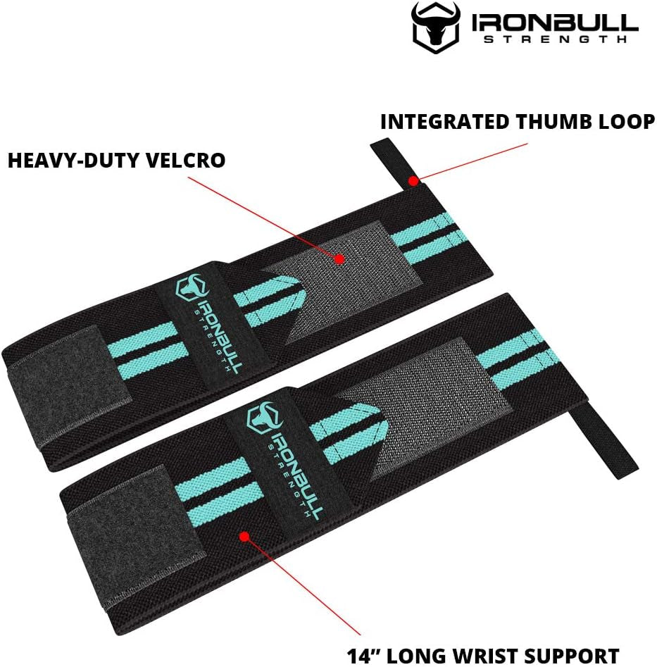 Women Wrist Wraps with Thumb Loops - 12" Professional Grade - Wrist Support Brace and Compression for Cross Training, Weight Lifting, Powerlifting, Strength Training (Black/Mint)