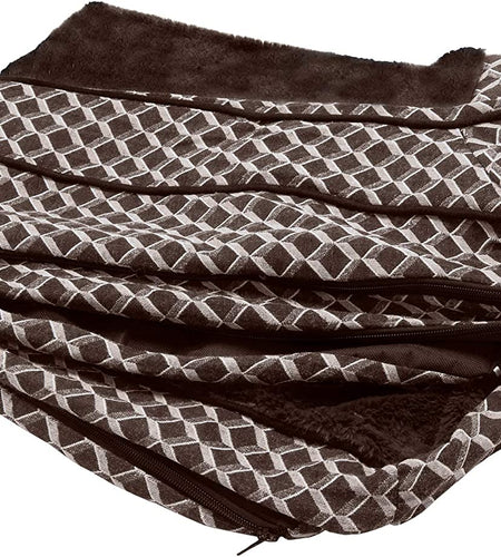 Replacement Pet Bed Cover - Plush Fur and Décor Comfy Couch Washable Dog Bed Cover, Diamond Brown, Jumbo plus (Xx-Large)