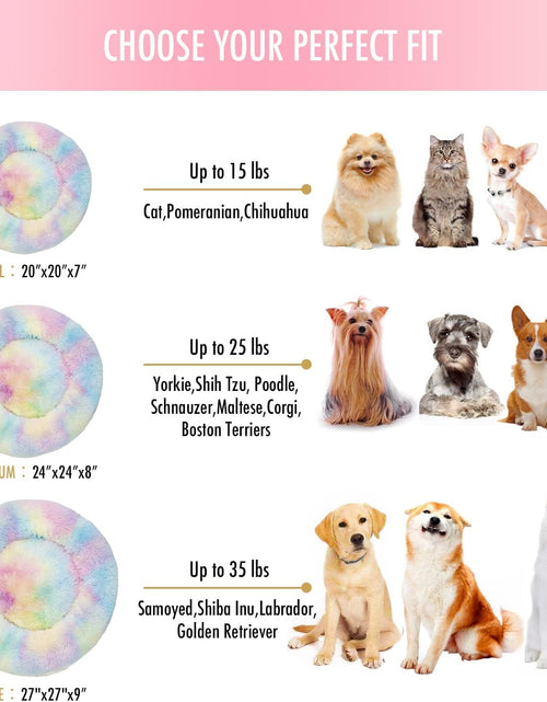 Load image into Gallery viewer, anti Anxiety round Fluffy Plush Faux Fur Warm Washable Dog Bed &amp; Cat Bed, Original Bed for Small Medium Large Pets,Used to Relieve Joints and Improve Sleep（20"/24"/27''） (20", Rainbow)

