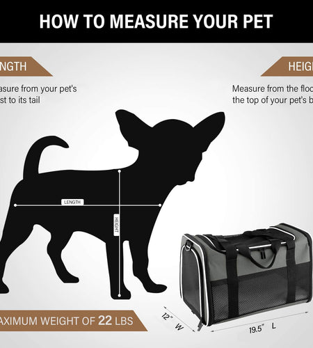 Cat Carrier - Portable Foldable Dog Pet Carrier, Soft-Sided Pet Bag up to 22 Lbs, Airline Approved Travel Puppy Carrier